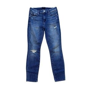 MOTHER The Looker Crop Blue Distressed Skinny Jeans Size 26